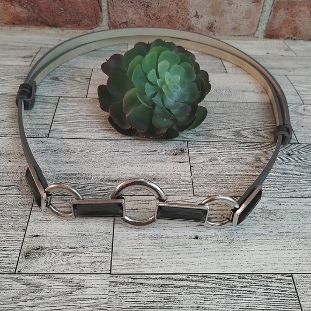 Chico's Silver Women's Belt With Pewter Color Accents Size M/L
